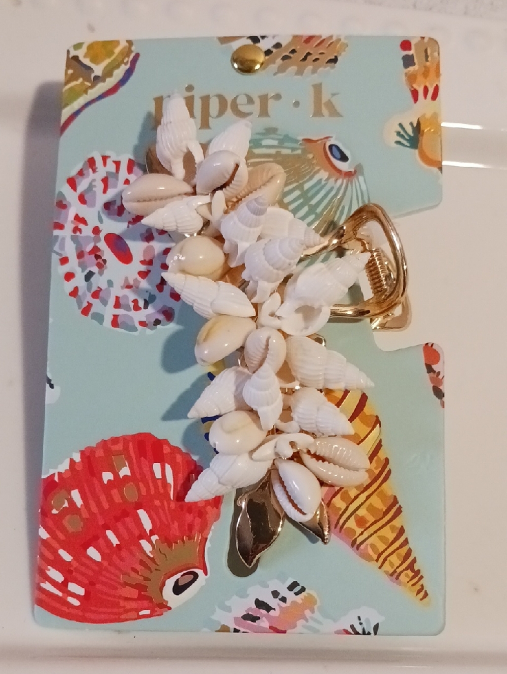 Gorgeous! Piper.k Natural 🐚Shell Cluster Hair Clip - Goldtone White & Cream🐚🪸